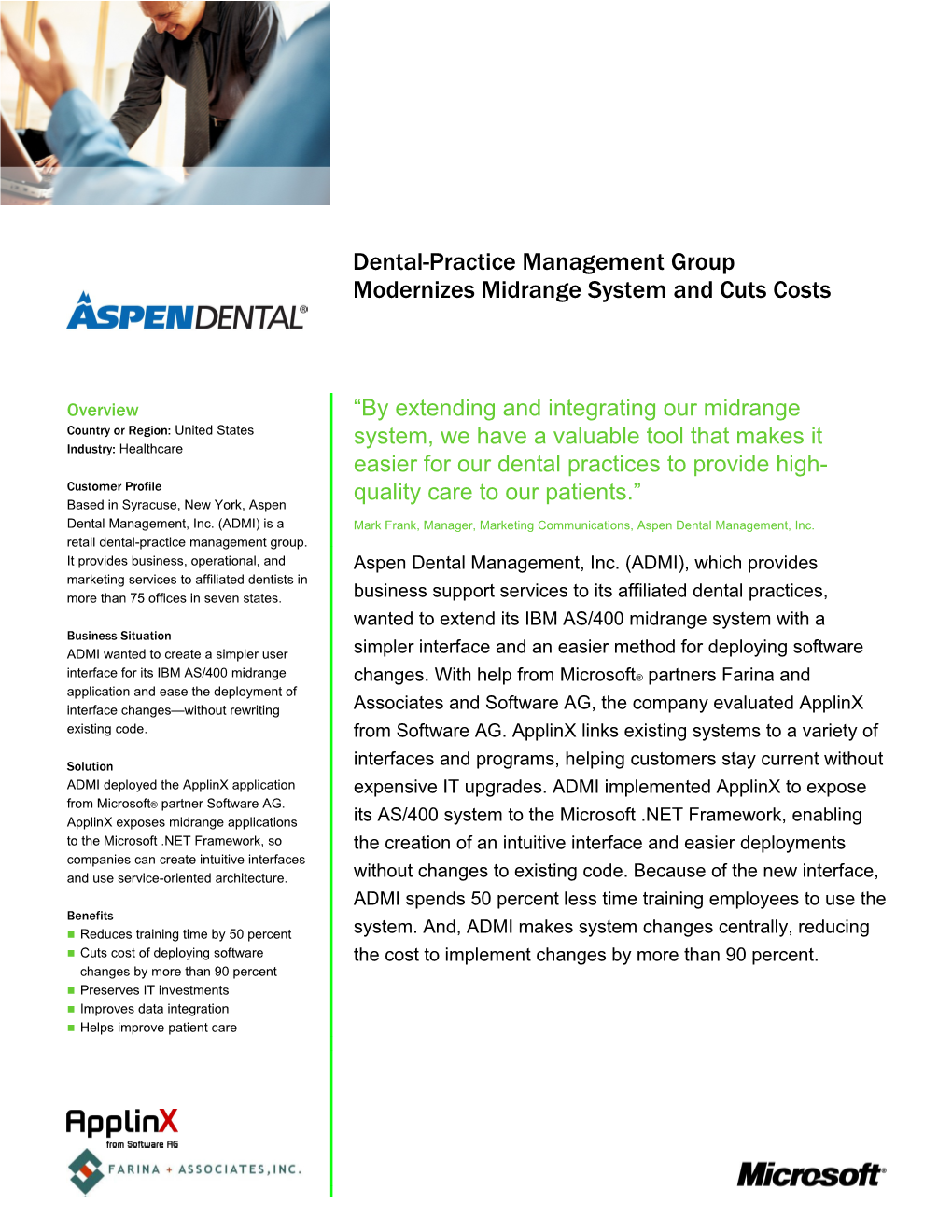 Dental-Practice Management Group Modernizes Midrange System and Cuts Costs