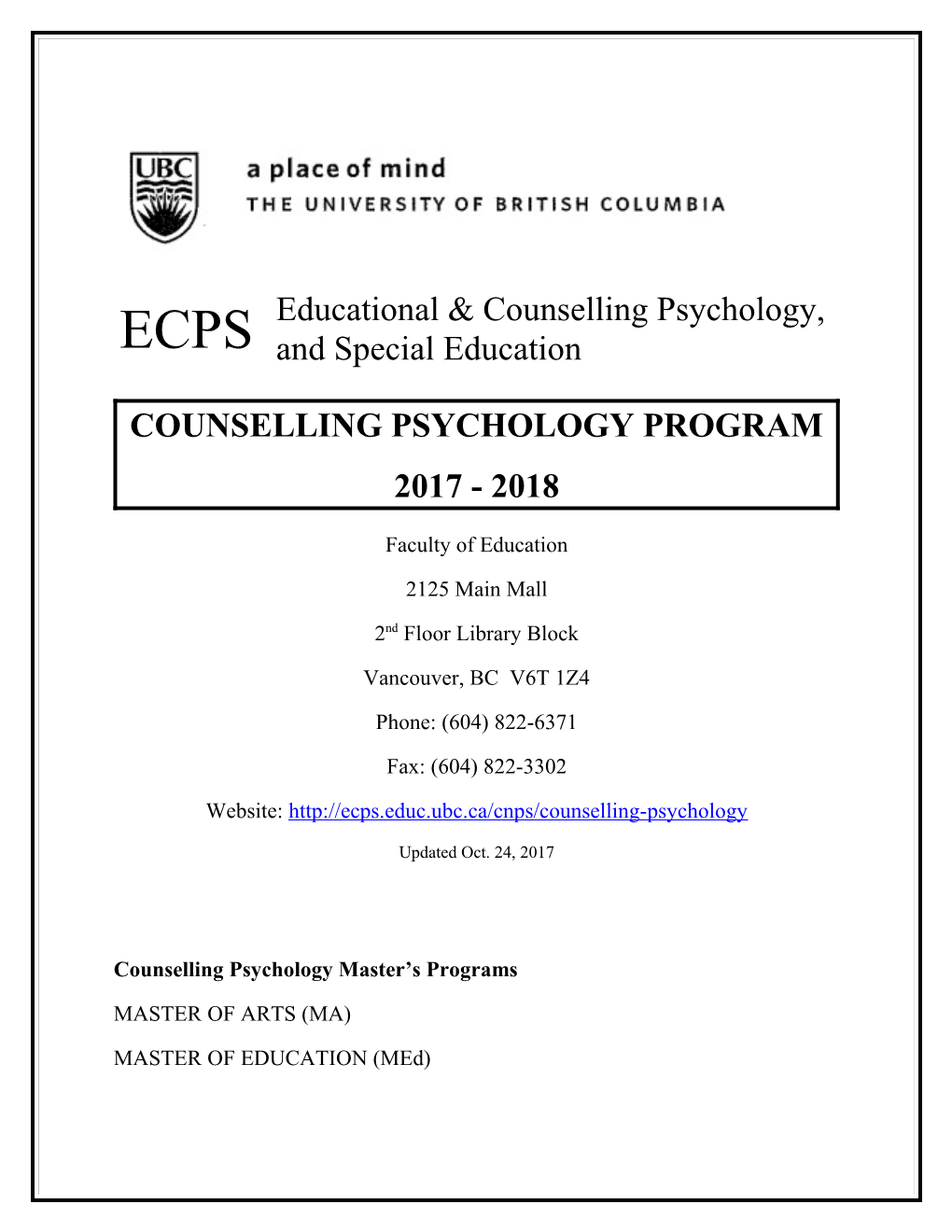 Counselling Psychology Program