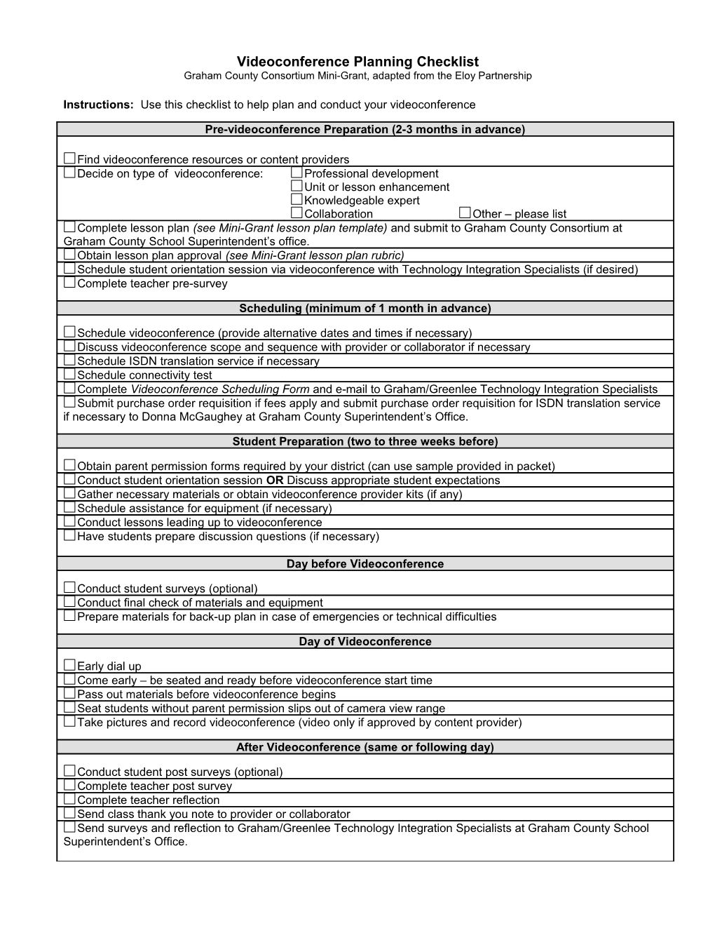 Videoconference Scheduling Form