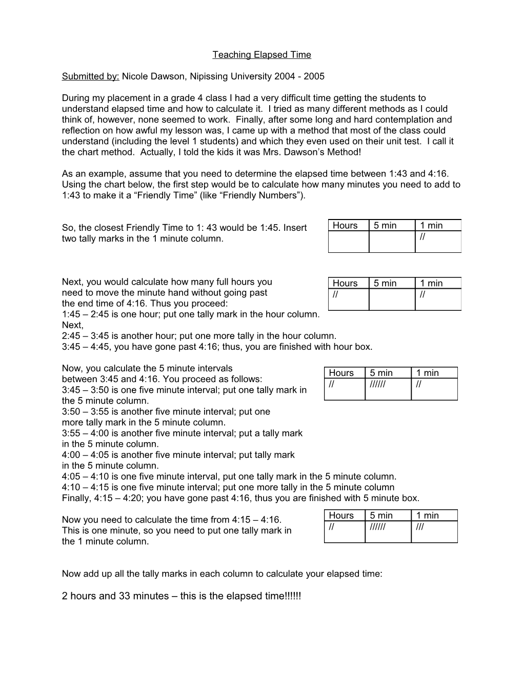 Teaching Students Elapsed Time