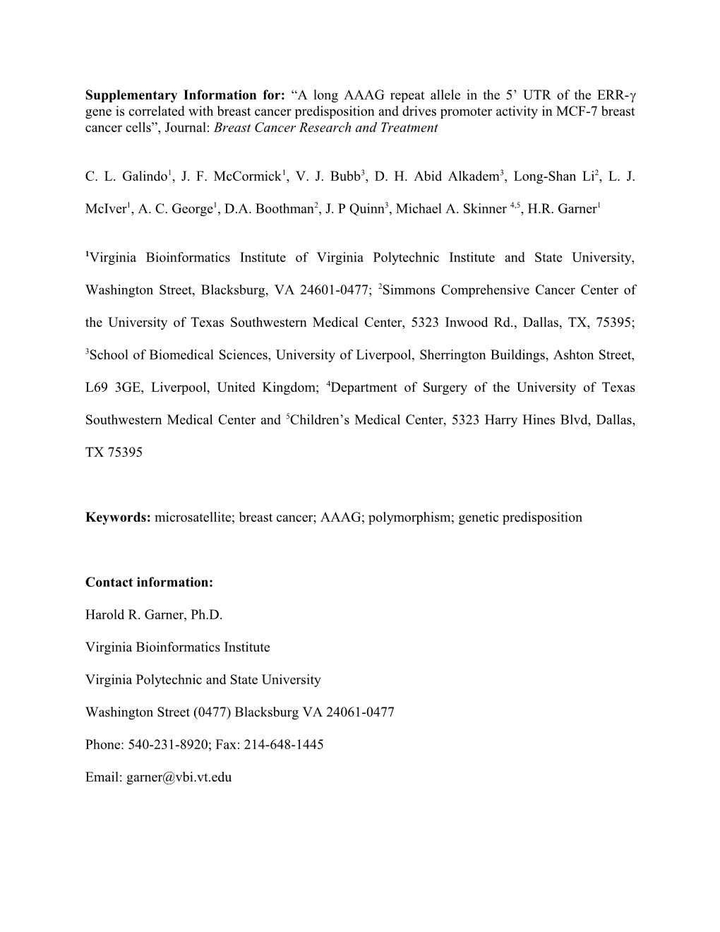 C. L. Galindo1, J. F. Mccormick1, V. J. Bubb3, D. H. Abid Alkadem3, Long-Shan Li2, L. J