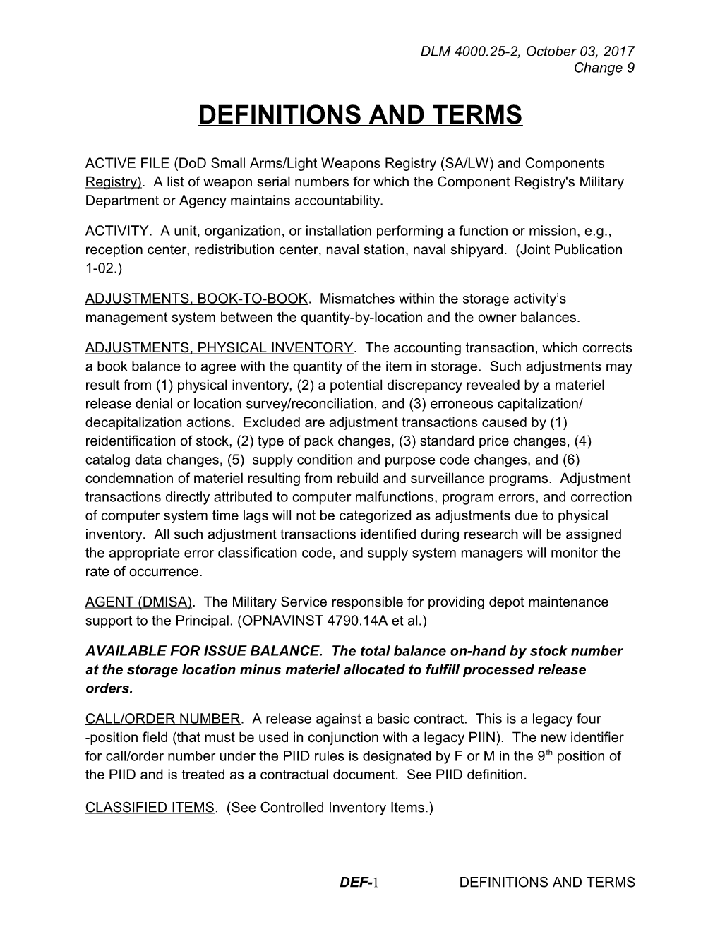 MILSTRAP DEFINITIONS and TERMS