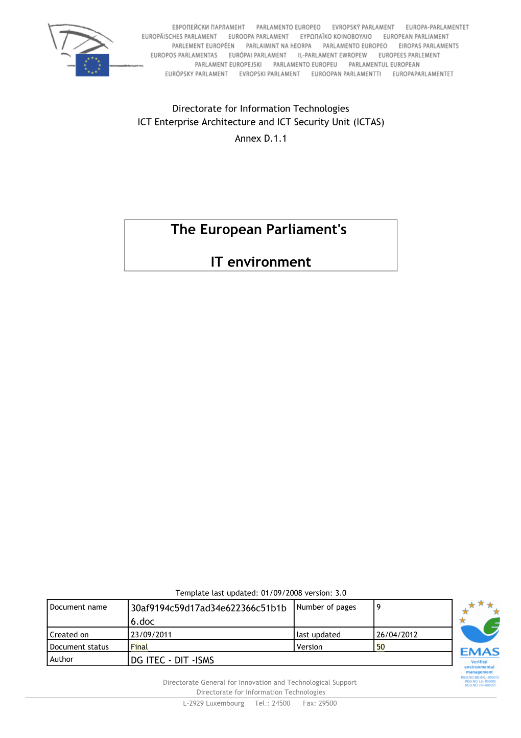 ICT Enterprise Architecture and ICT Securityunit (ICTAS)