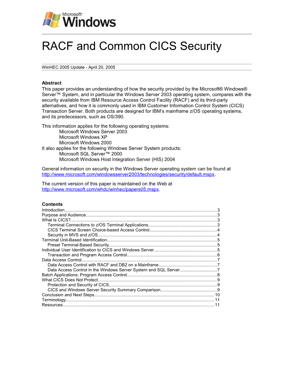 RACF and Common CICS Security