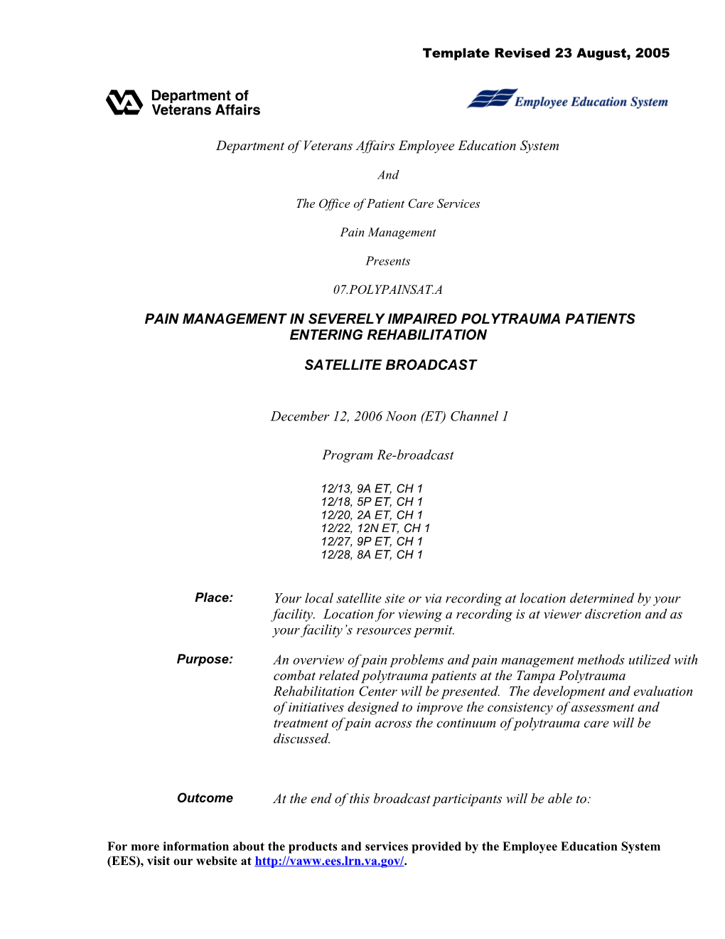 EES Brochure Template for Satellites