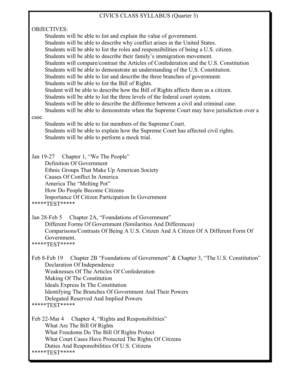 9TH GRADE CIVICS SYLLABUS (Quarter 1)