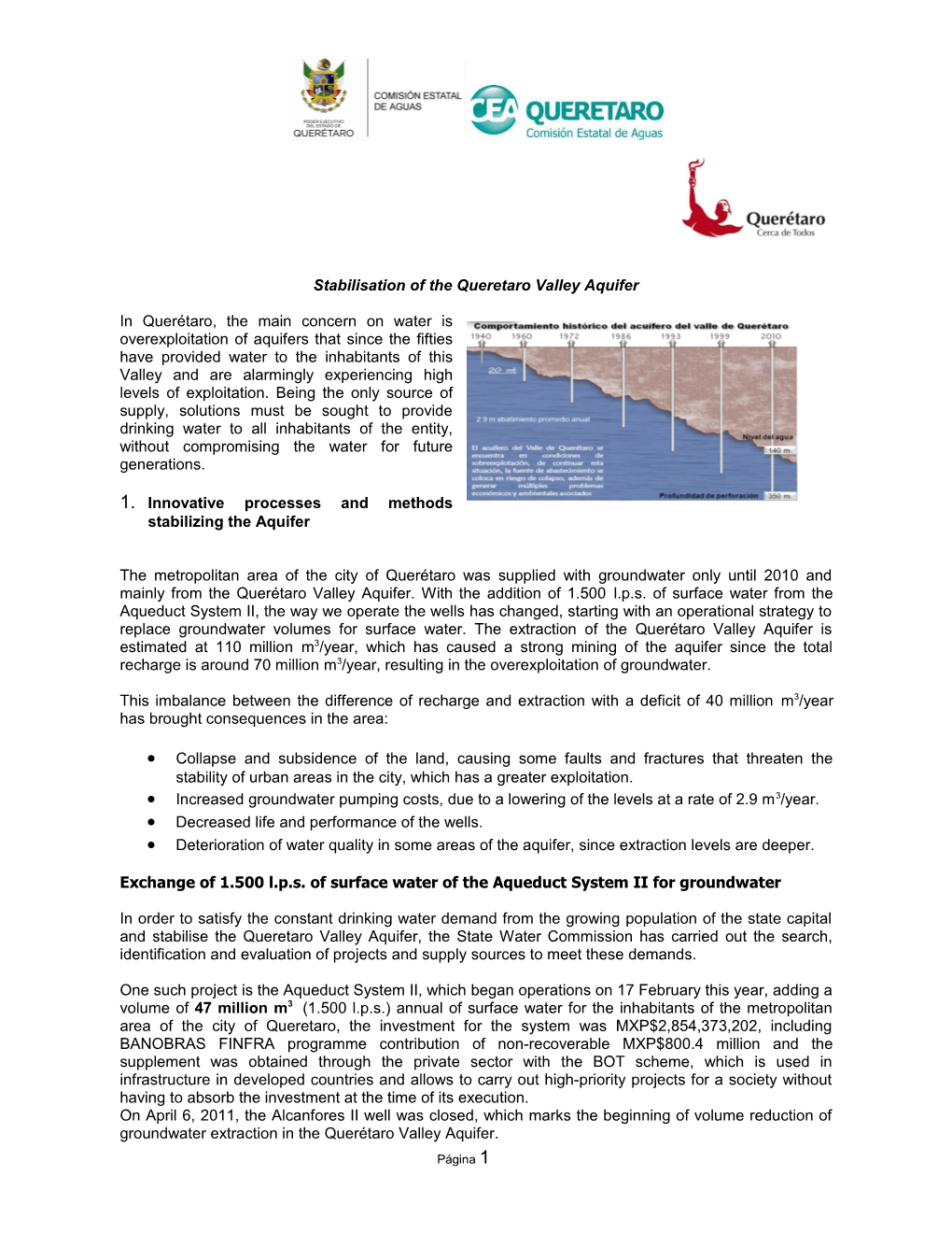 Stabilisation of the Queretaro Valley Aquifer