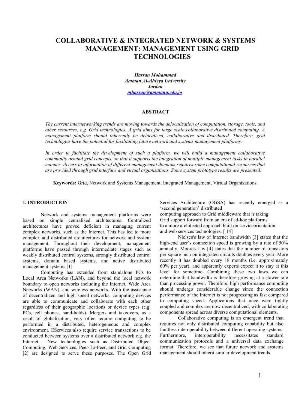 Network Management Using Grid Technologies