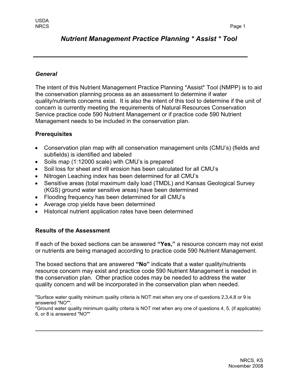 Nutrient Management Planning * Assist * Tool