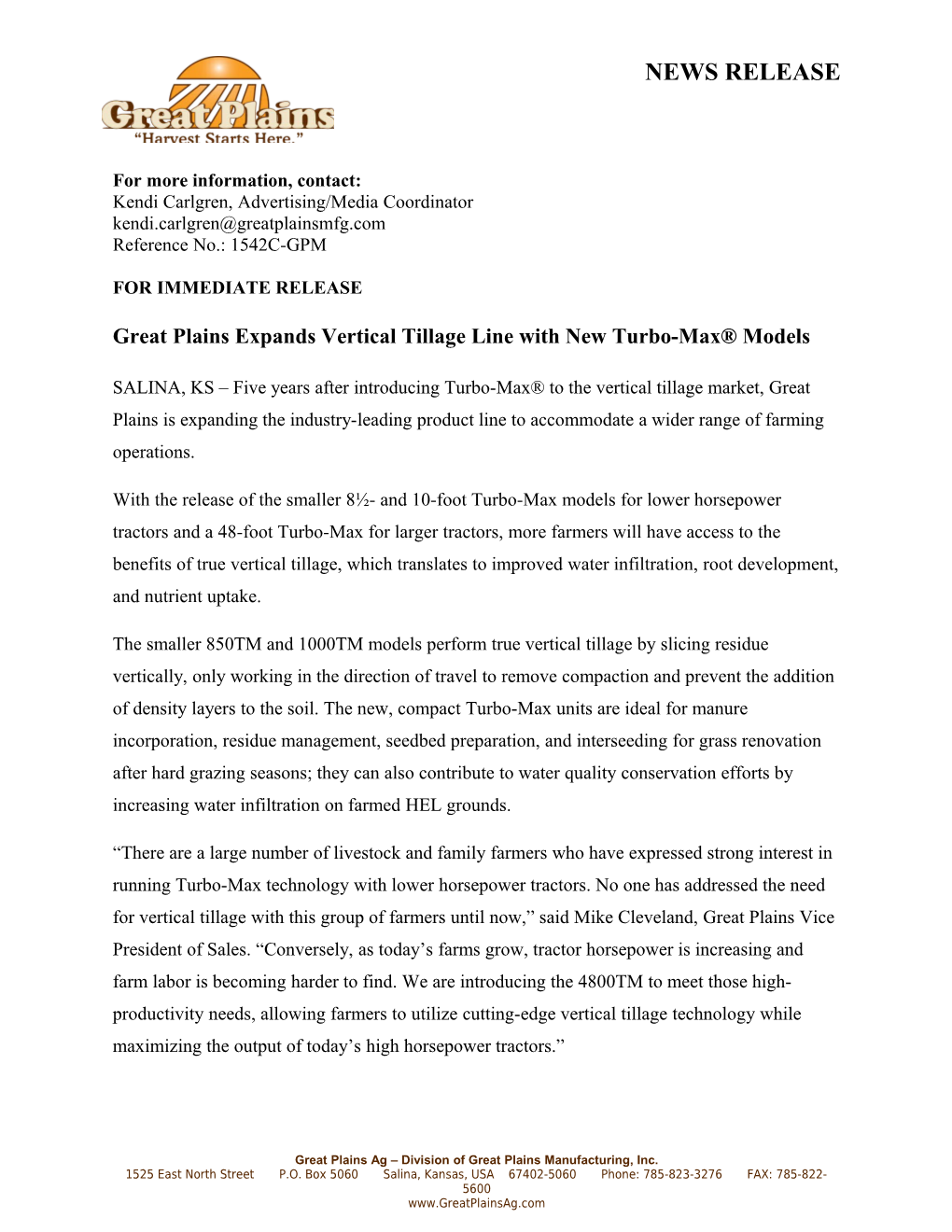 Great Plains Expands Vertical Tillage Line with New Turbo-Max Models