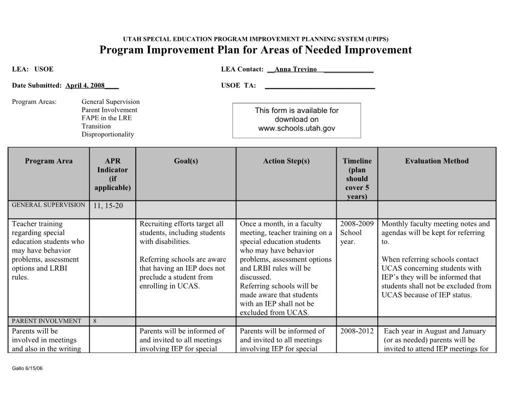 The Utah State Office of Education Maintains the Responsibility for Monitoring Compliance