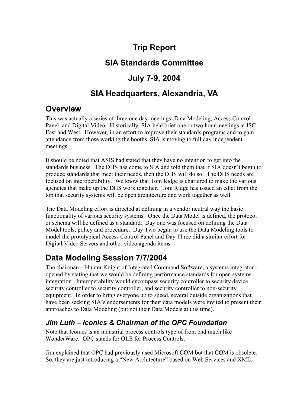 SIA Standards Committee