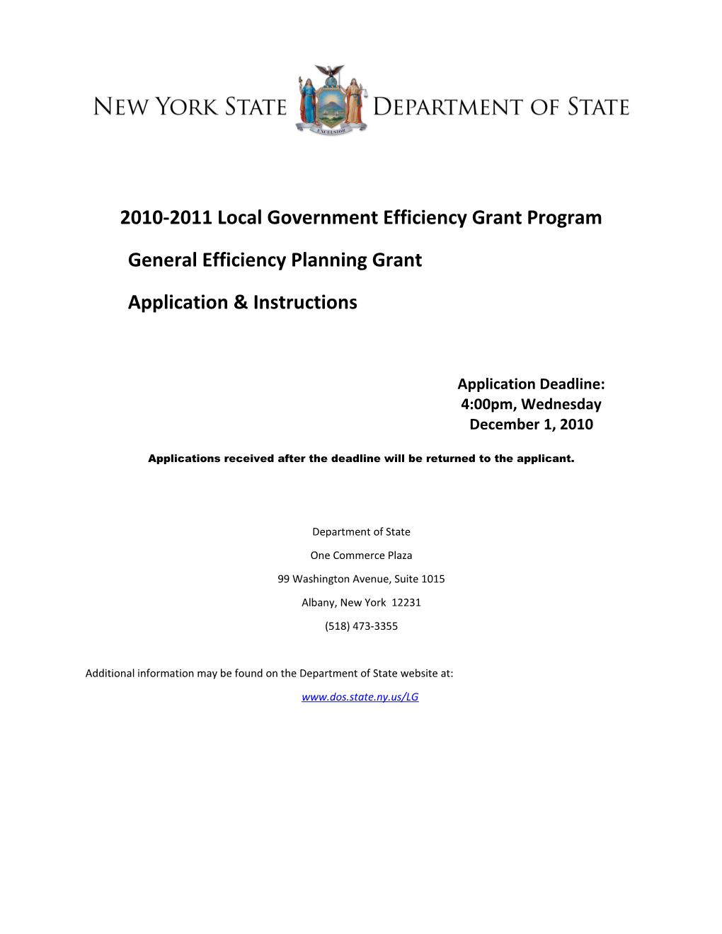 2010-2011 Local Government Efficiency Grant Program