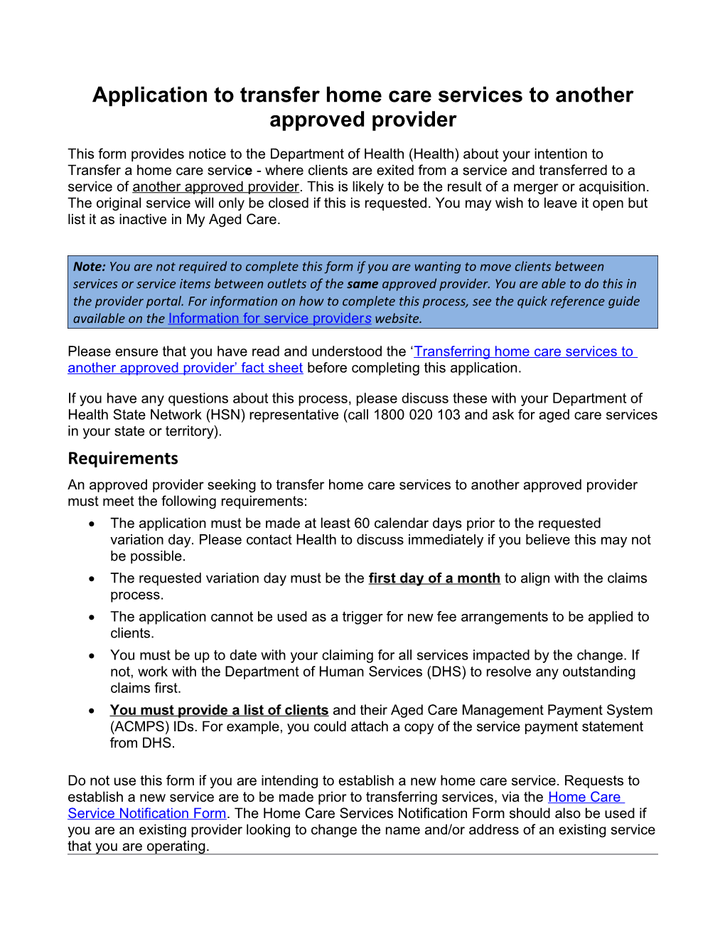 Application to Vary Conditions of Allocation