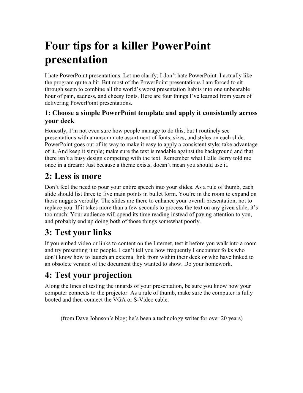 Four Tips for a Killer Powerpoint Presentation