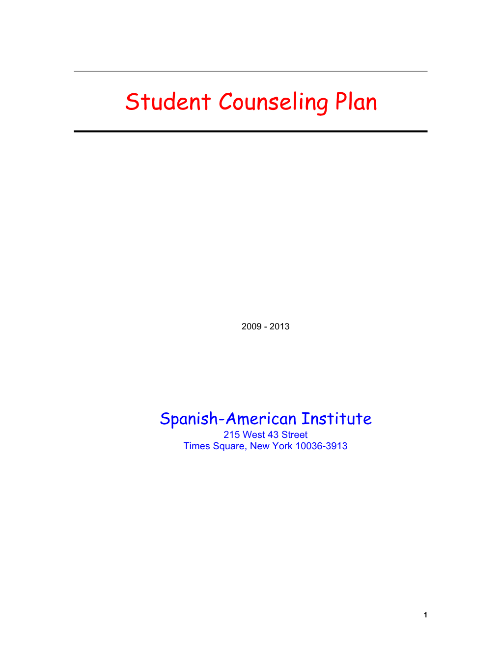 Exhibit H. Student Counseling Plan