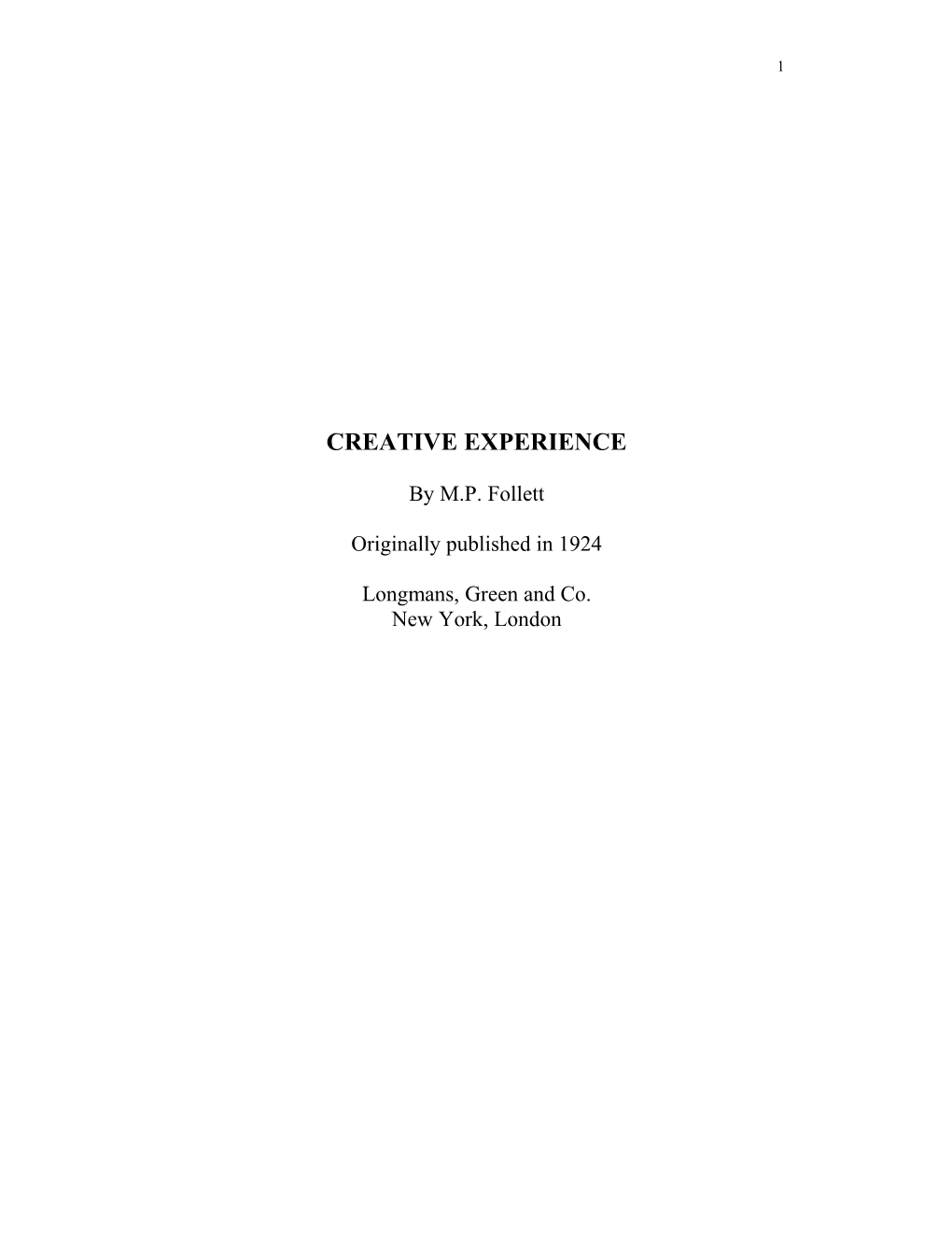 Creative Experience
