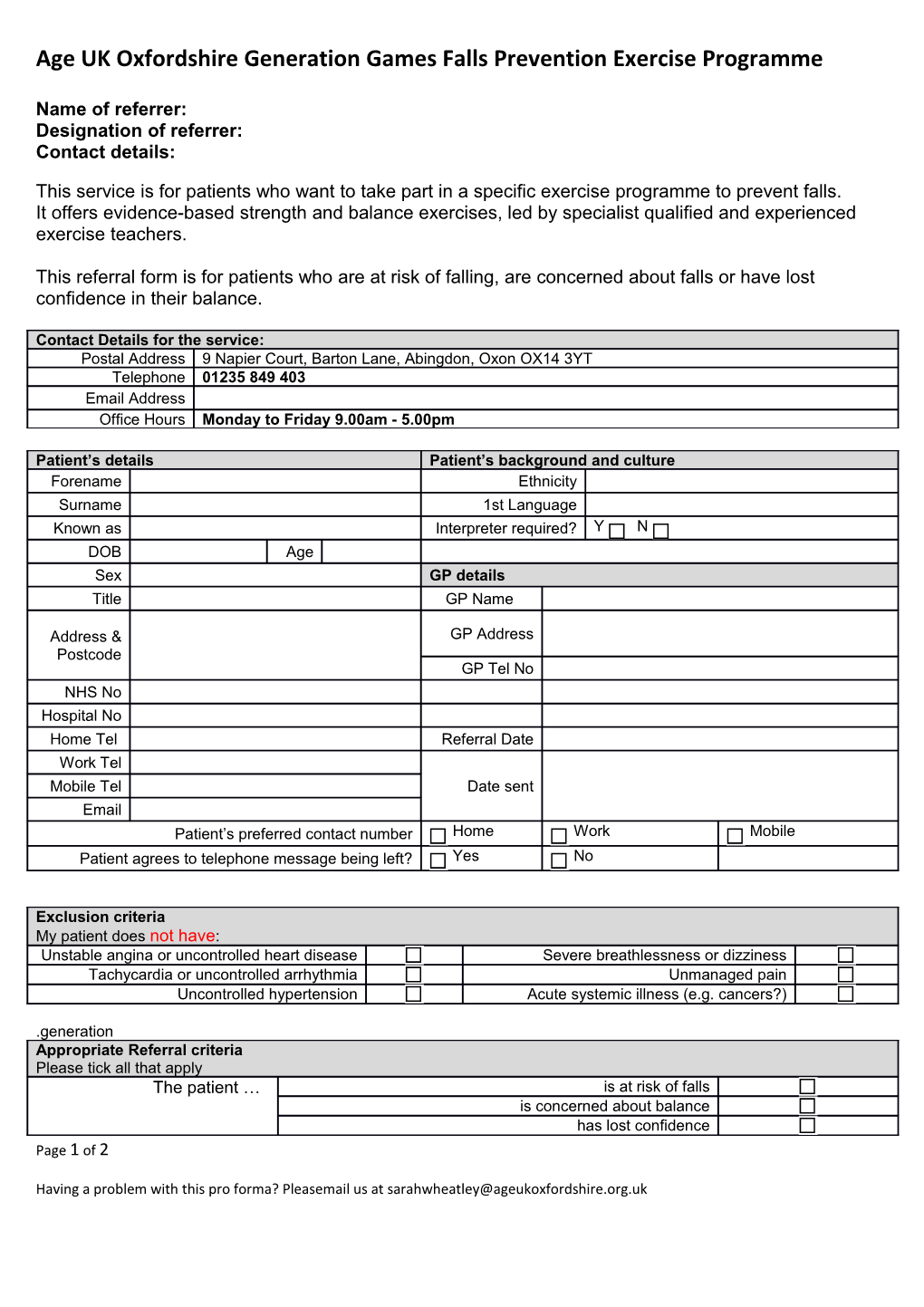 OCCG GP Referral Proforma