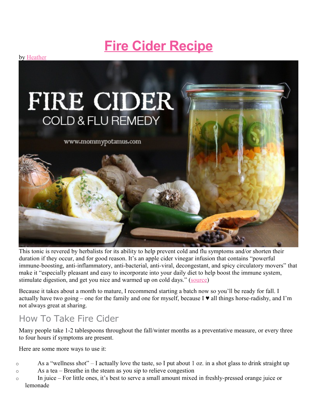 Fire Cider Recipe
