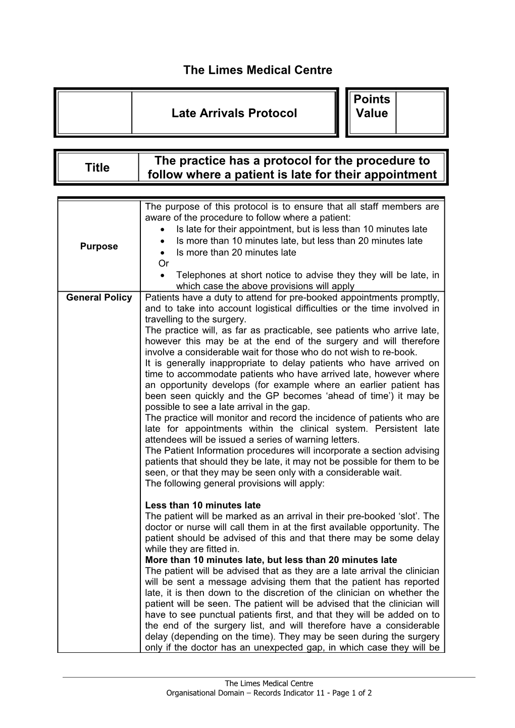 Specimen PCT Evidence - Records Indicator 11