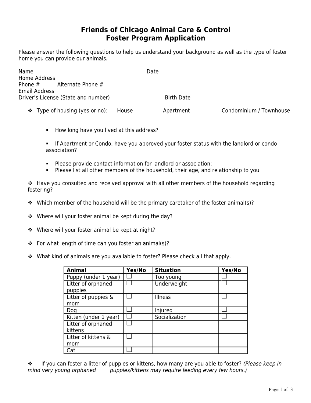 FCACC Foster Application