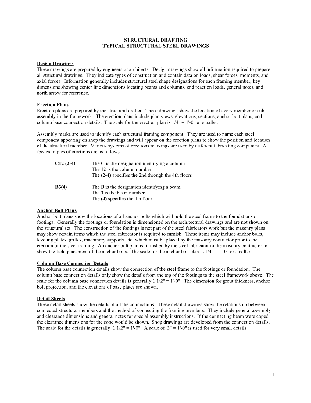 Typical Structural Steel Drawings