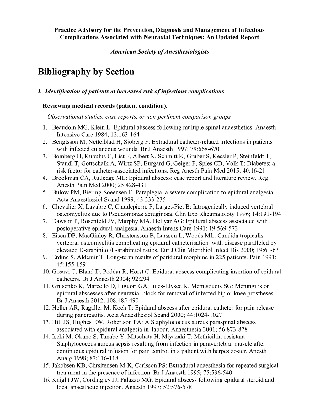 Neuraxial Opioids Bibliography