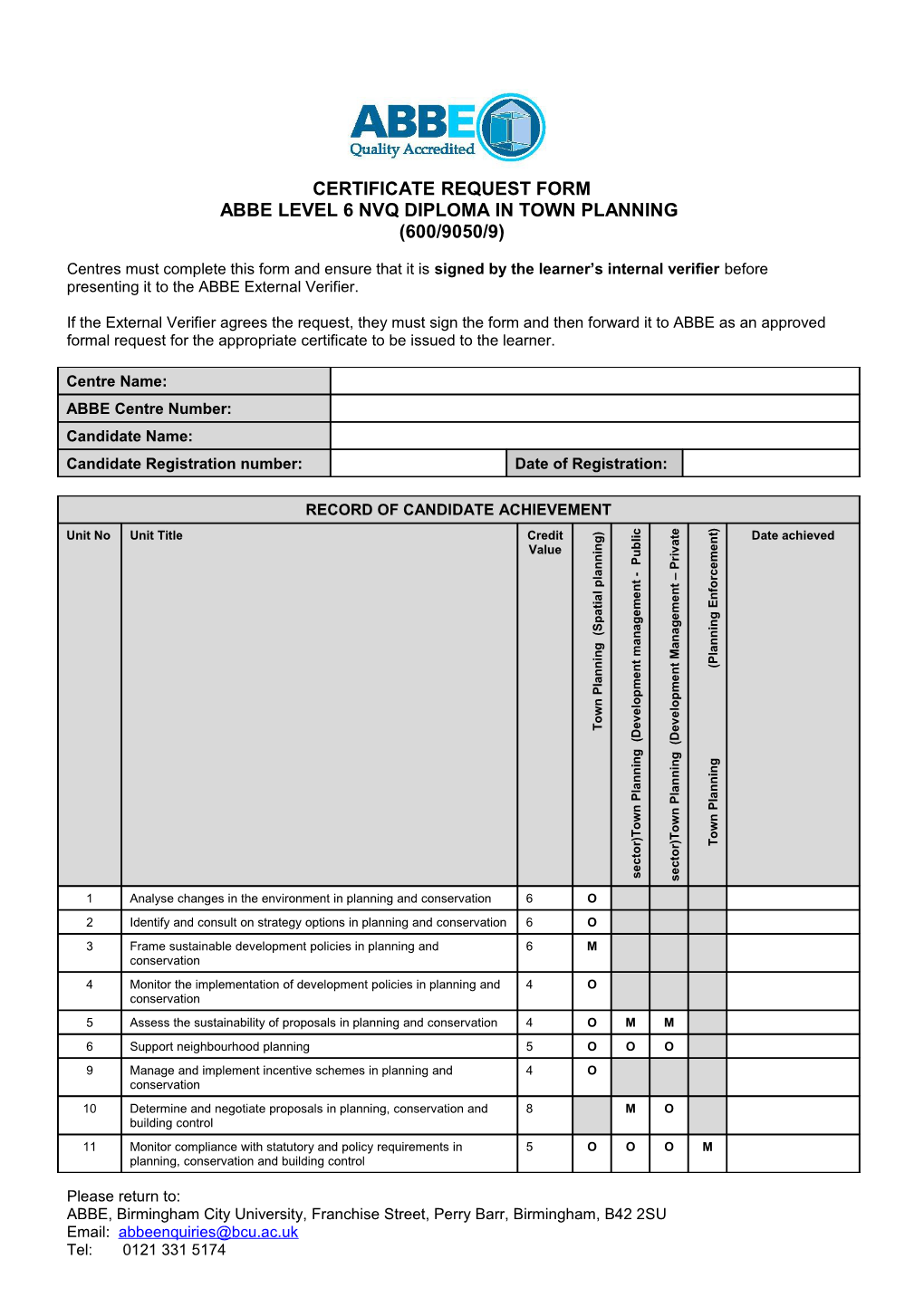 Certificate Request Form