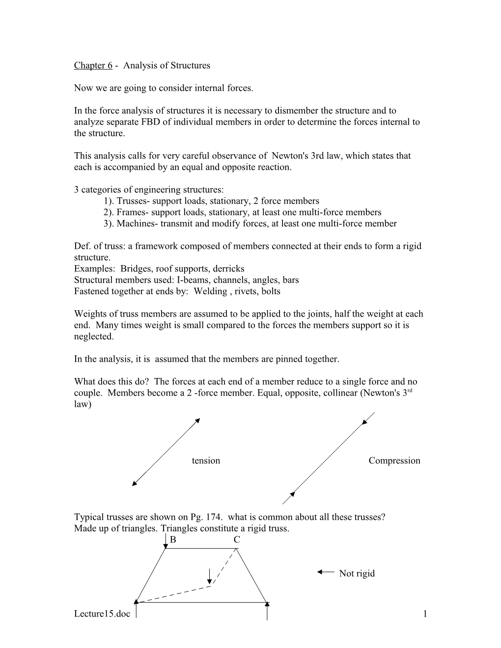 Chapter 6 - Analysis of Structures