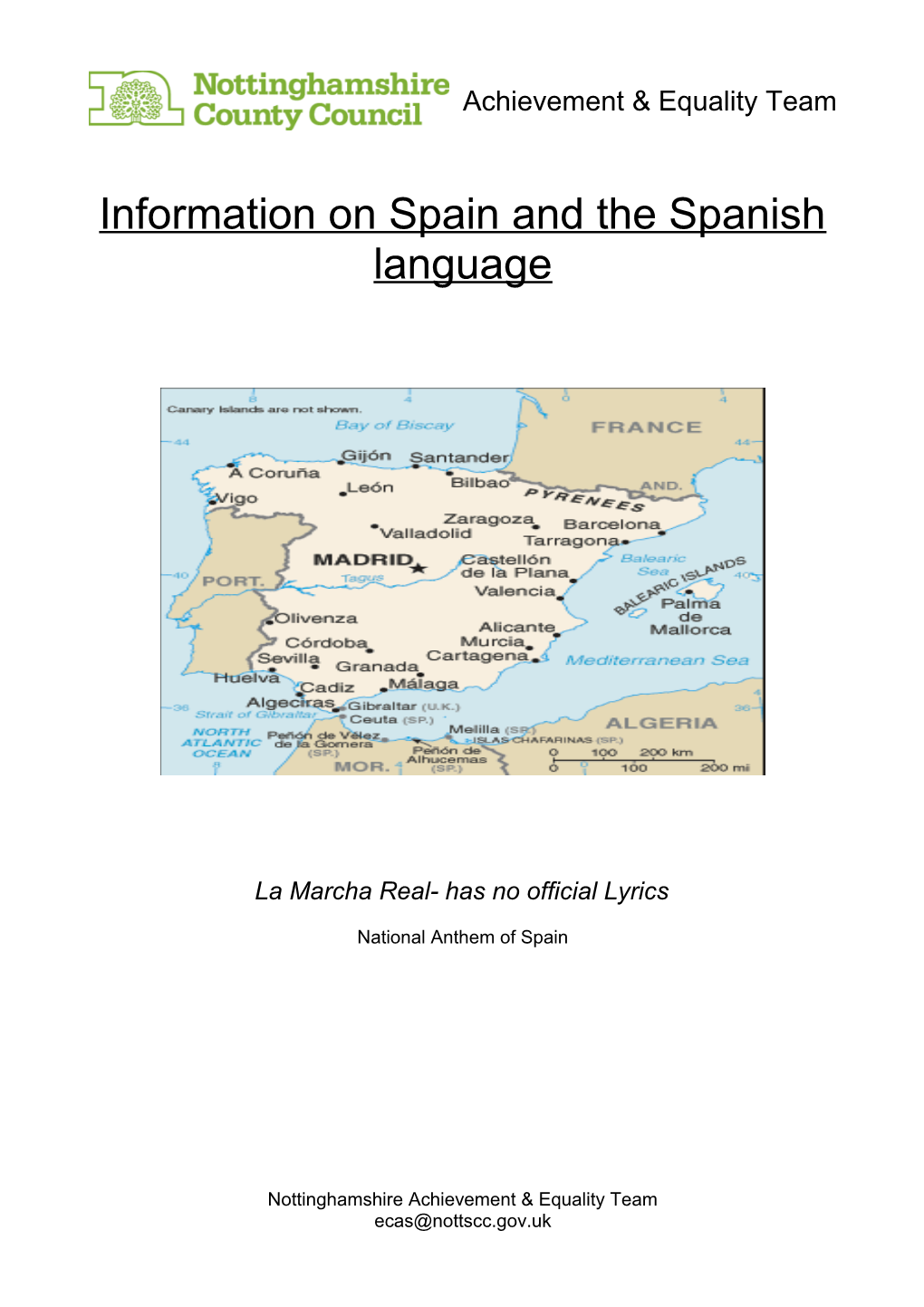 Information on Spain and the Spanish Language