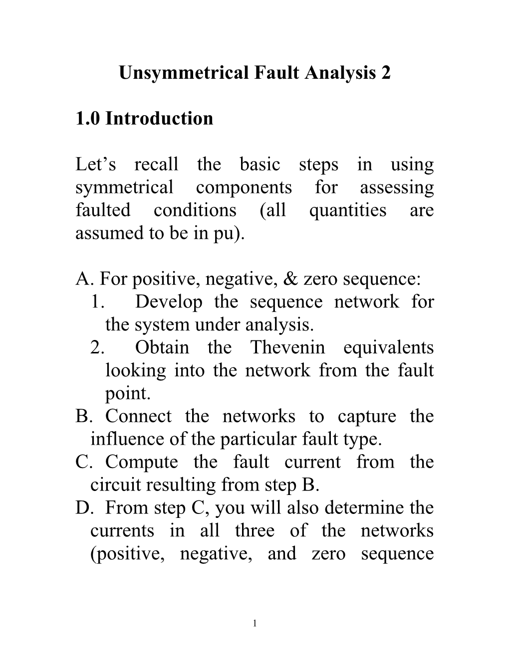 Unsymmetrical Fault Analysis 2