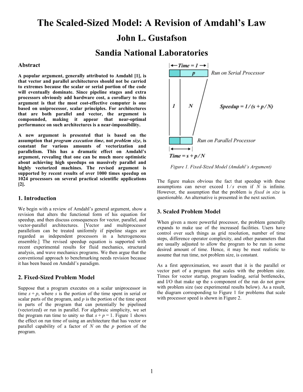 The Scaled-Sized Model: a Revision of Amdahl S Law