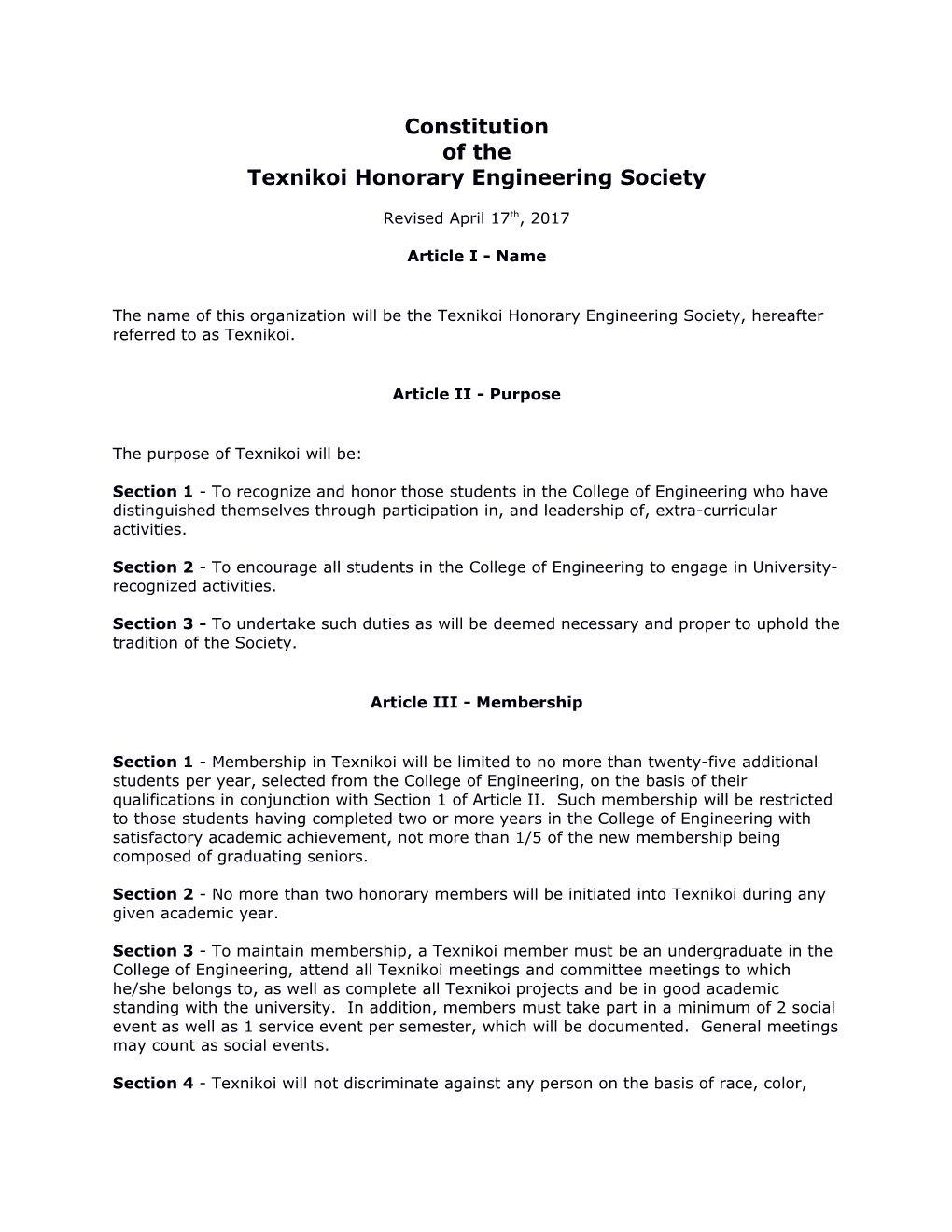 Copy of Texnikoi Constitution As of 4-11-2010