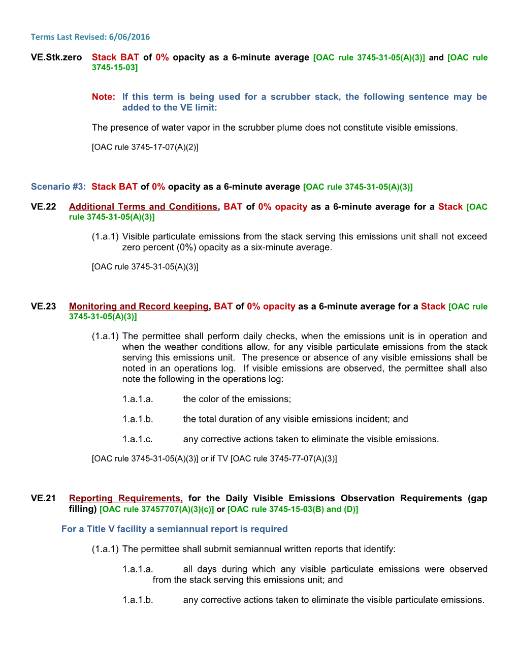 VE.Stk.Zerostack BAT of 0% Opacity As a 6-Minute Average OAC Rule 3745-31-05(A)(3) And