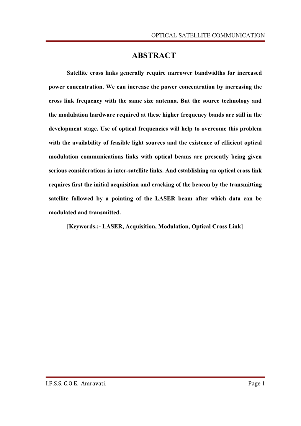 Optical Satellite Communication CONTENTS