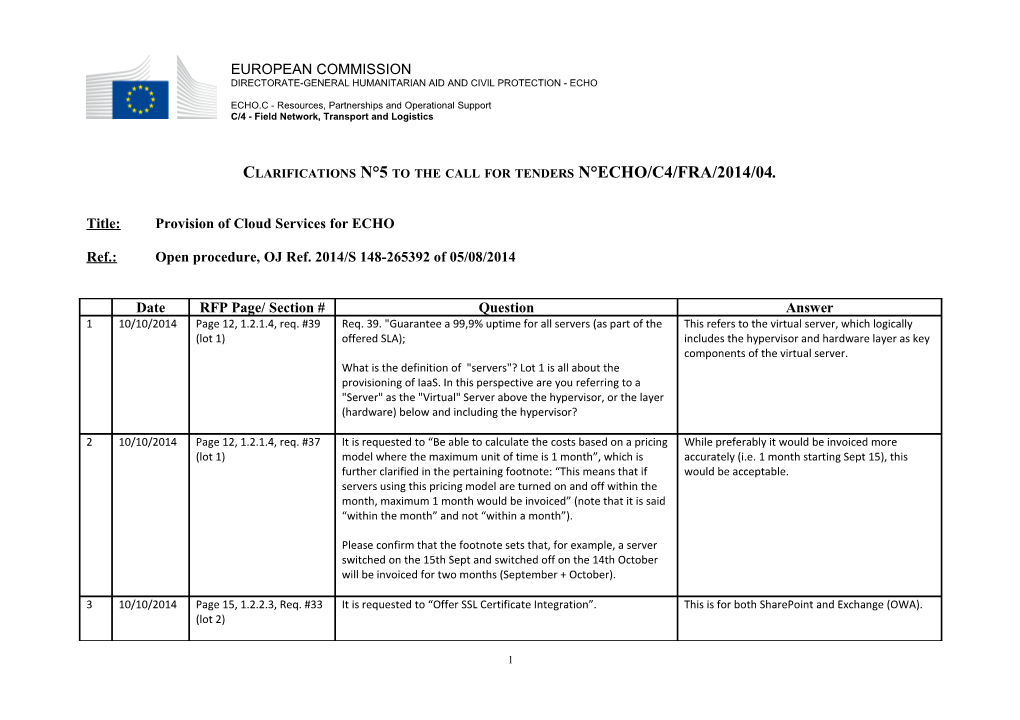 Title:Provision of Cloud Services for ECHO