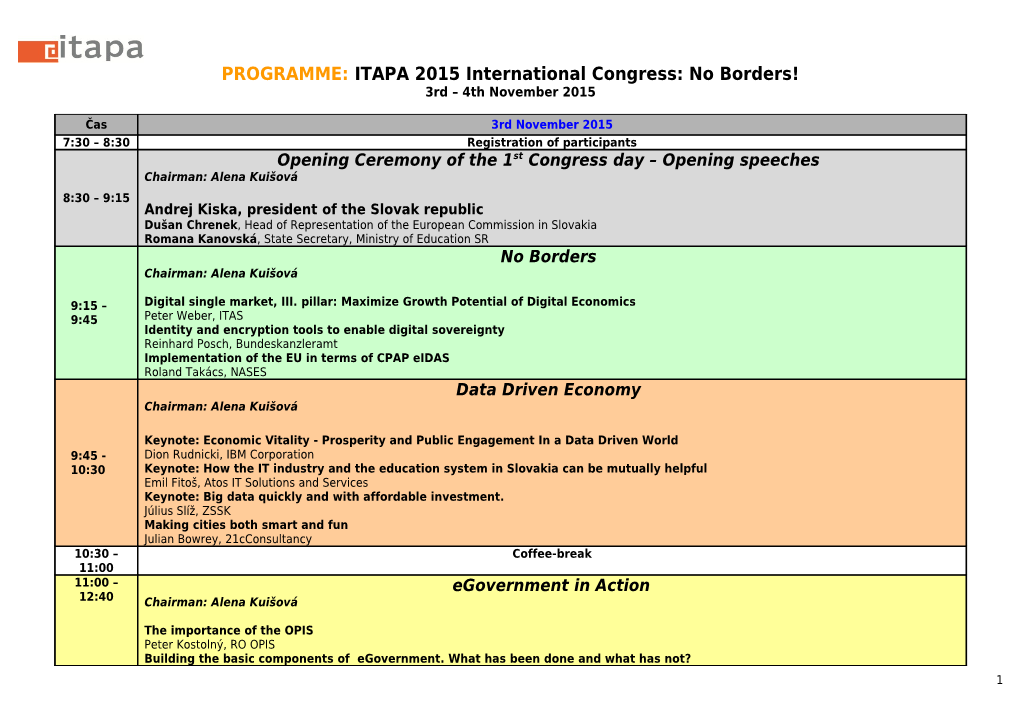PROGRAMME: ITAPA 2015 International Congress: No Borders!