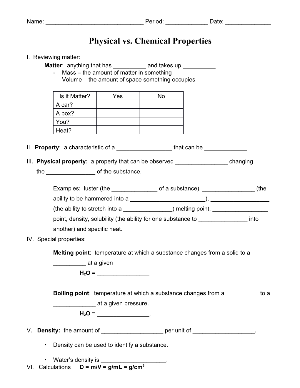 Physical Vs. Chemical Properties