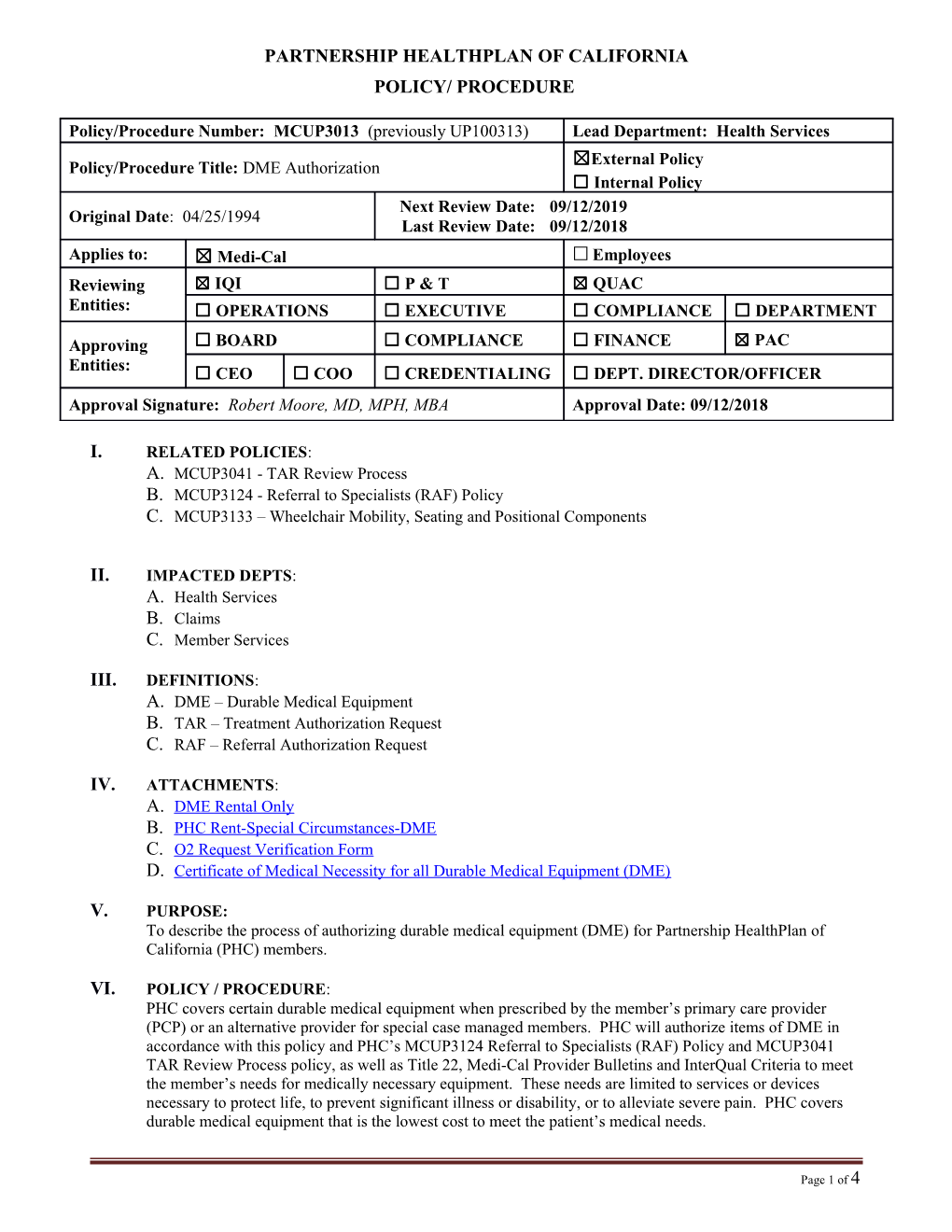 MCUP3124 - Referral to Specialists (RAF) Policy