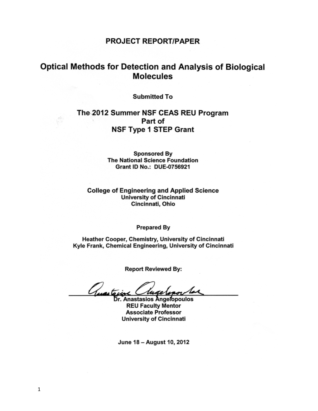Technical Paper: Optical Method for Detection and Analysis of Biological Molecules