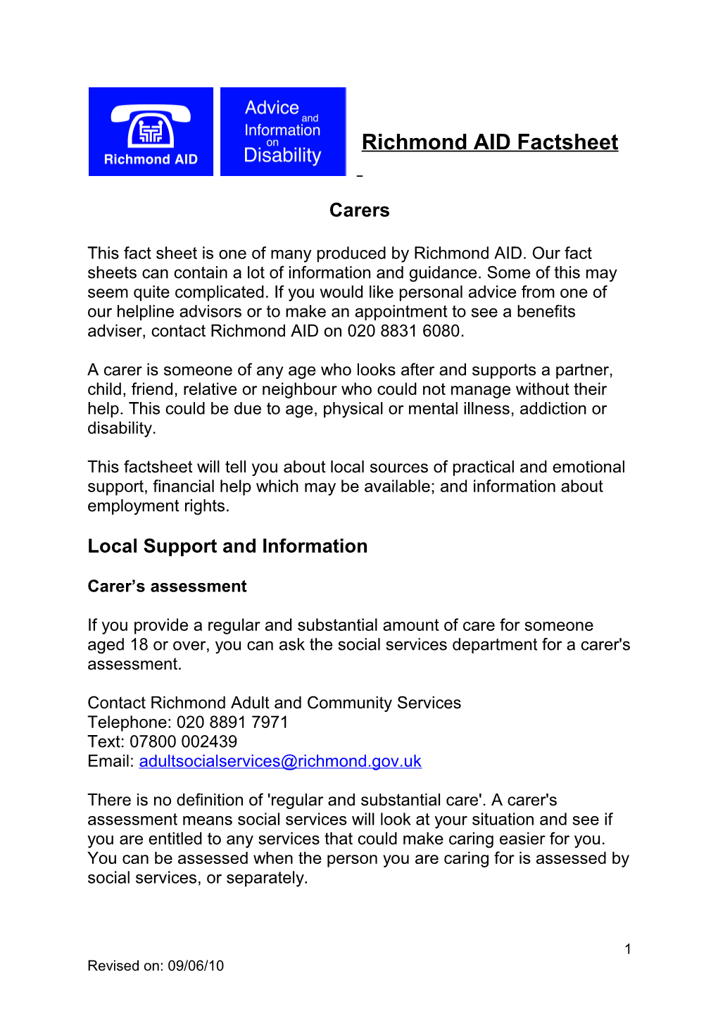 Richmond AID Factsheet