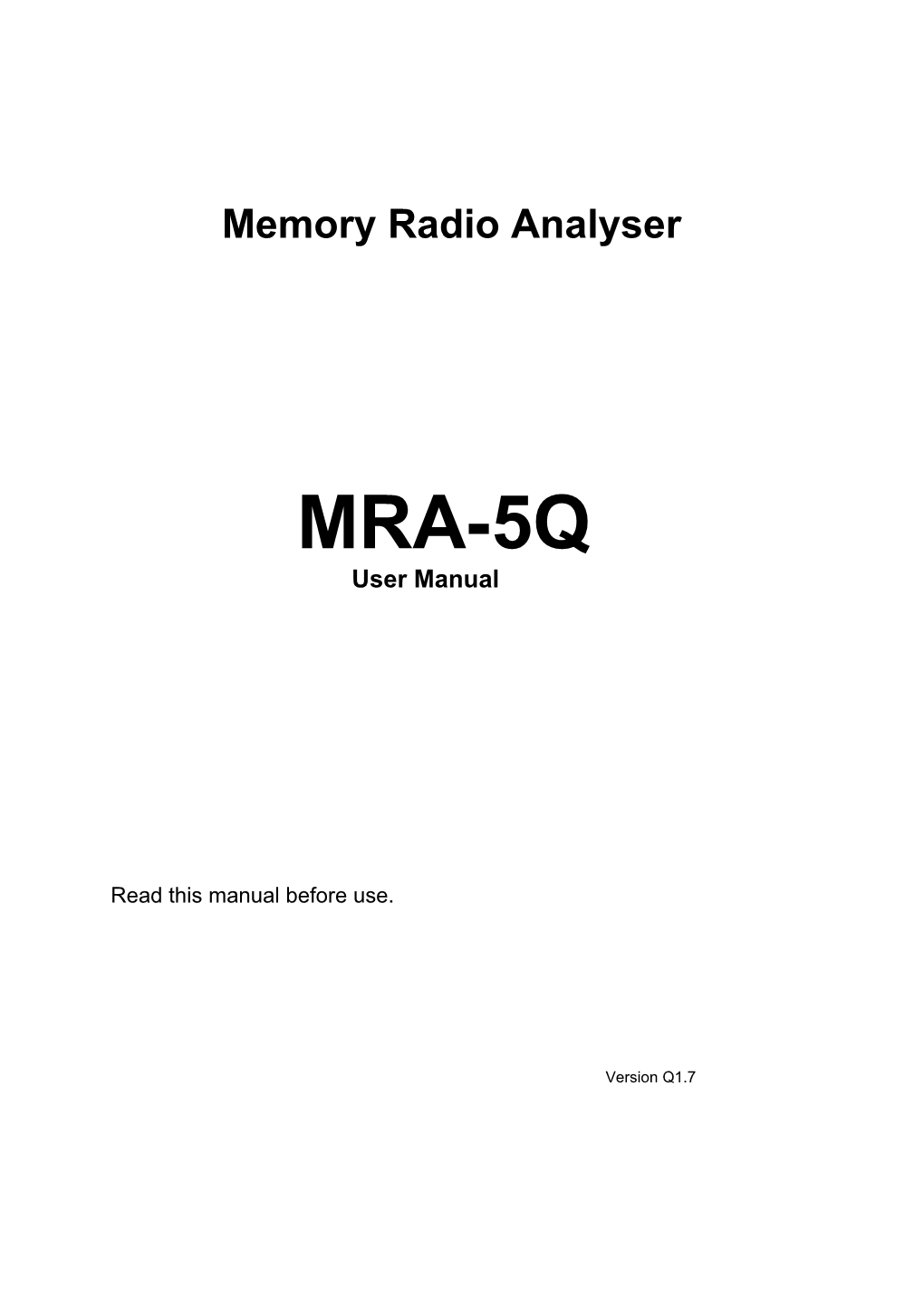 Memory Radio Analyser