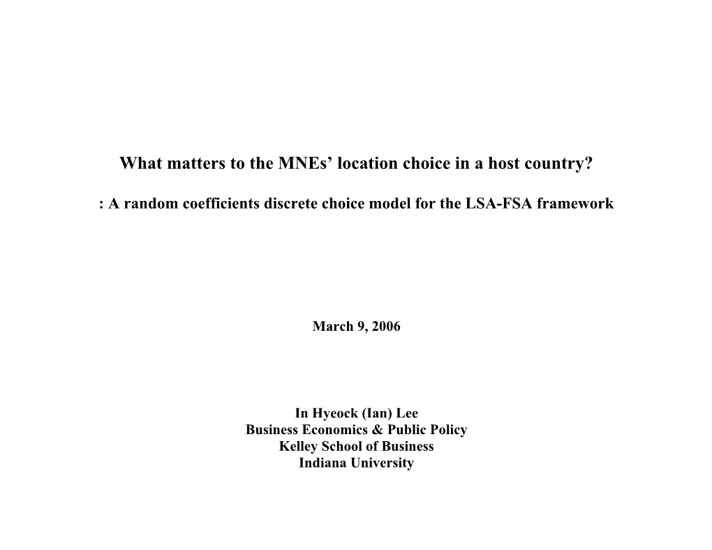 What Matters to the Mnes Location Choice in a Host Country?