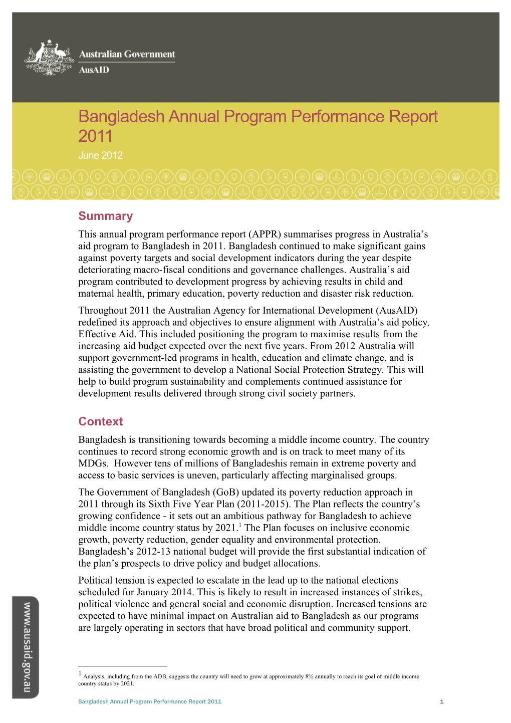 Bangladeshannual Program Performance Report 2011