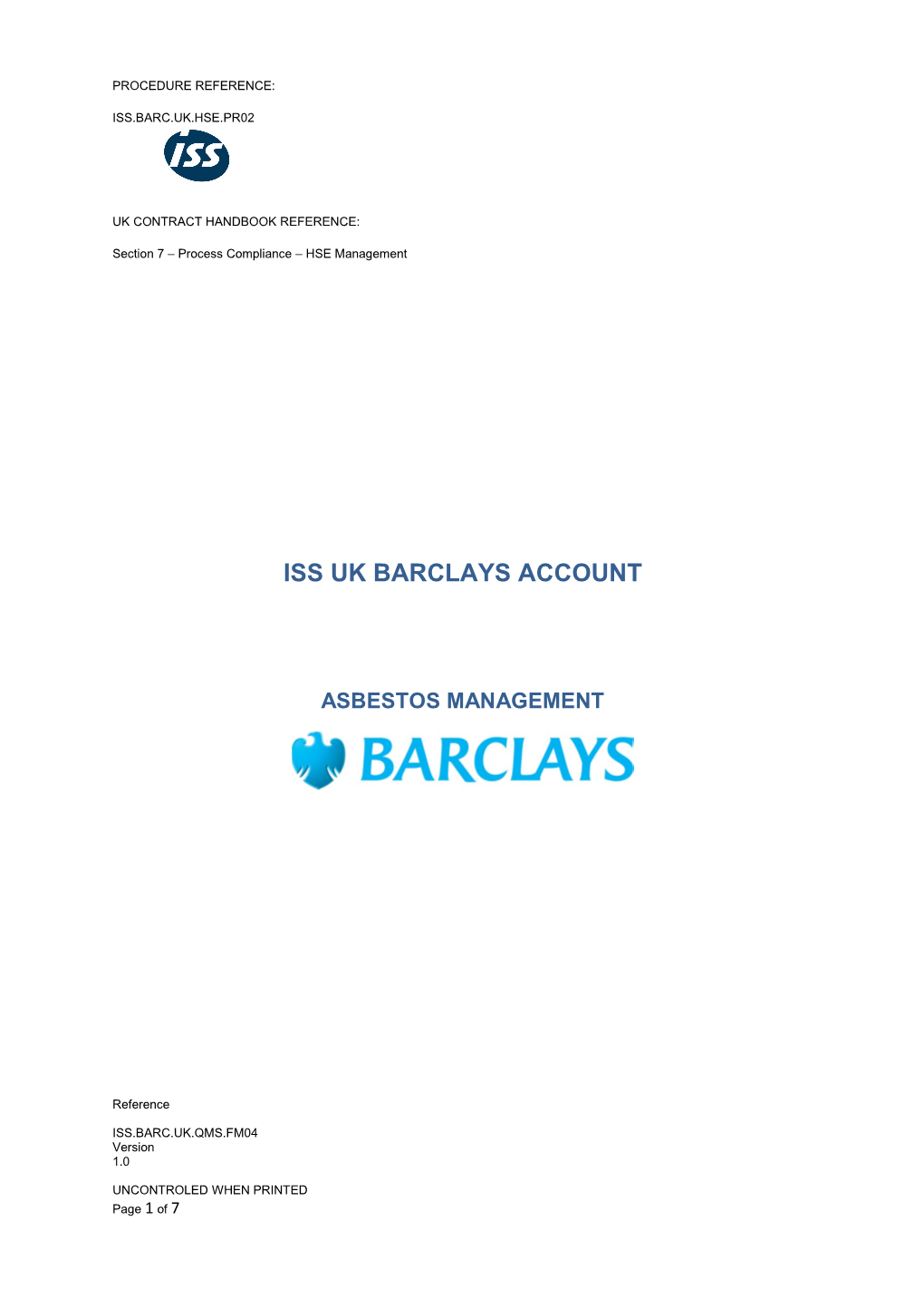 Iss Uk Barclays Account