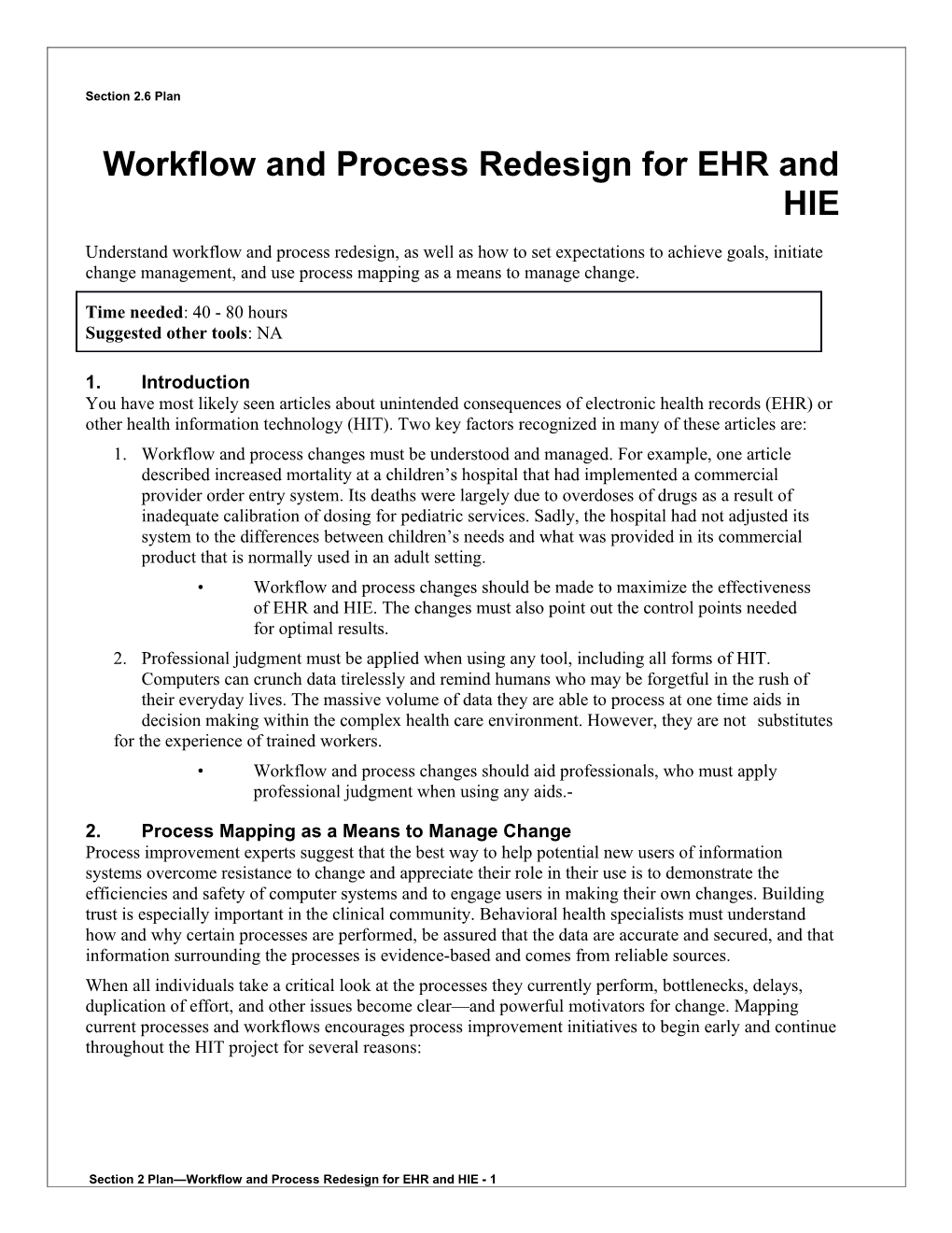 2 Workflow and Process Redesign for EHR and HIE