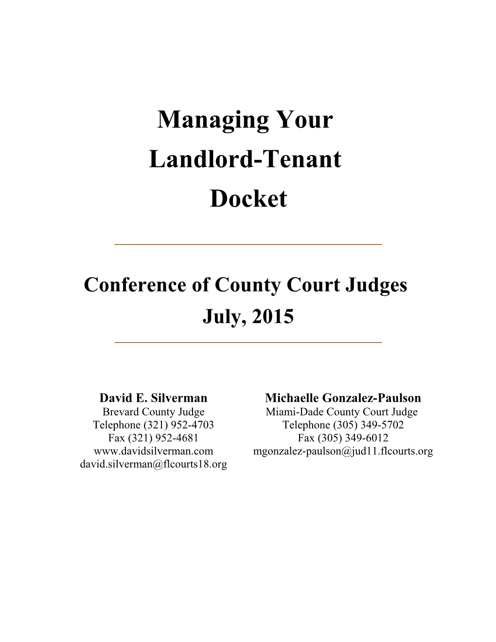 Residential Landlord/Tenant Law