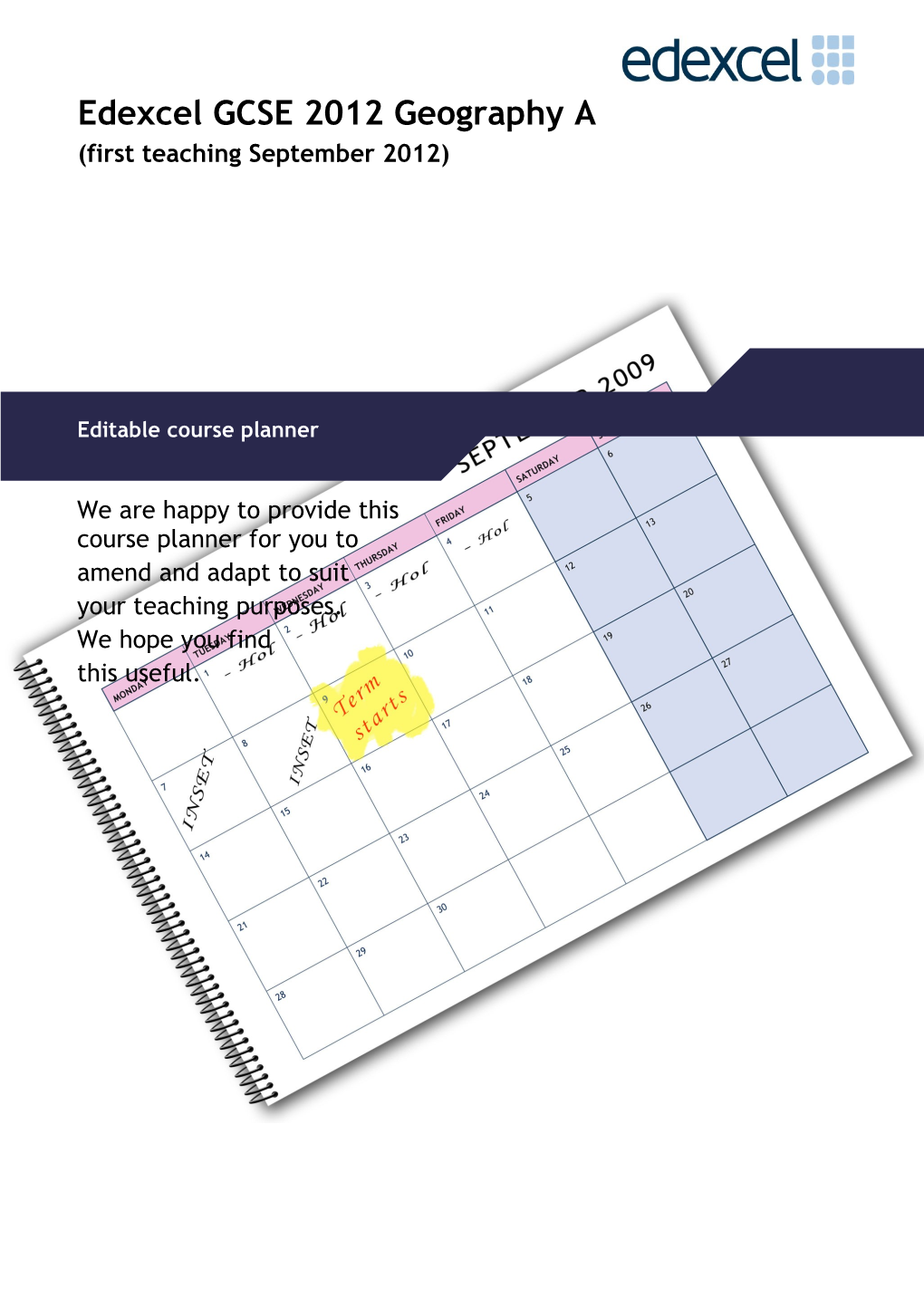 Editable Course Planner