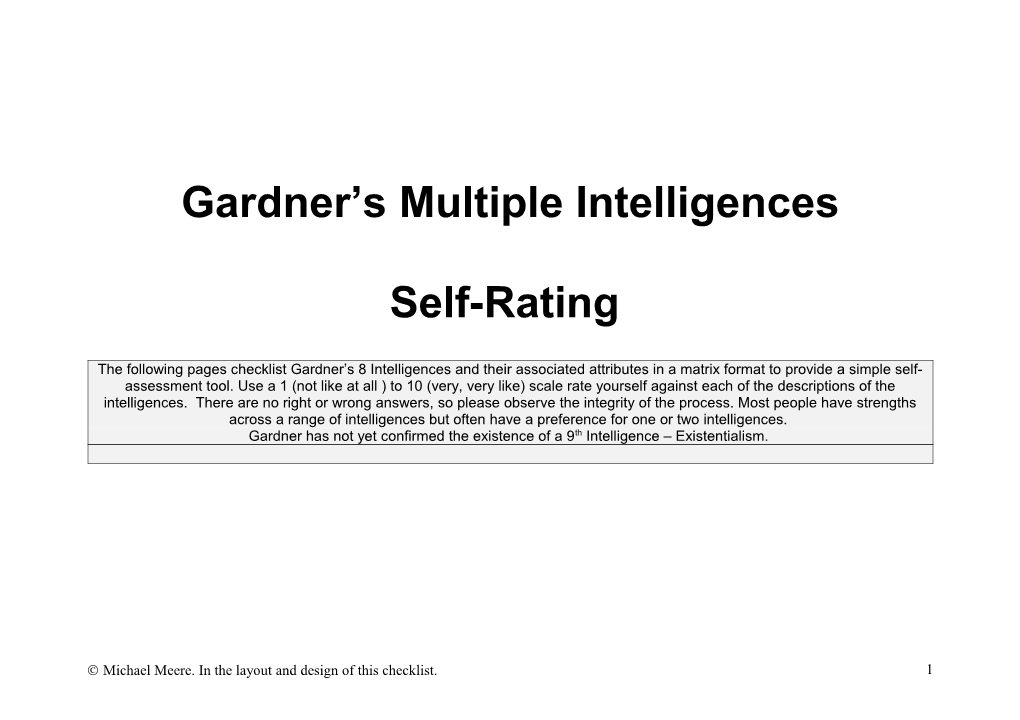 Gardner S Multiple Intelligences