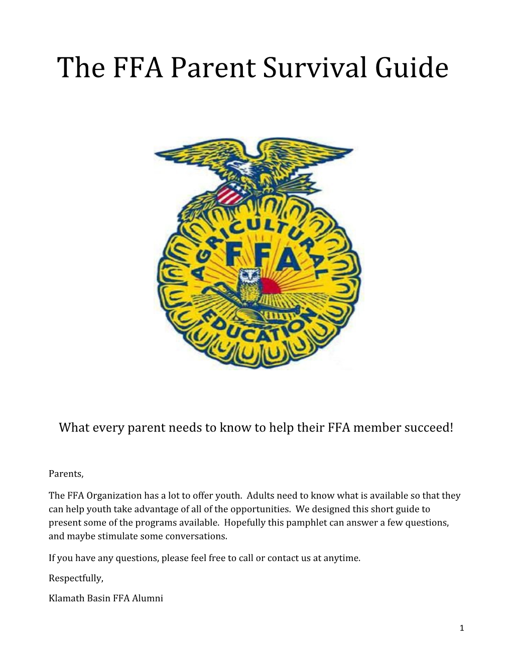 The FFA Parent Survival Guide